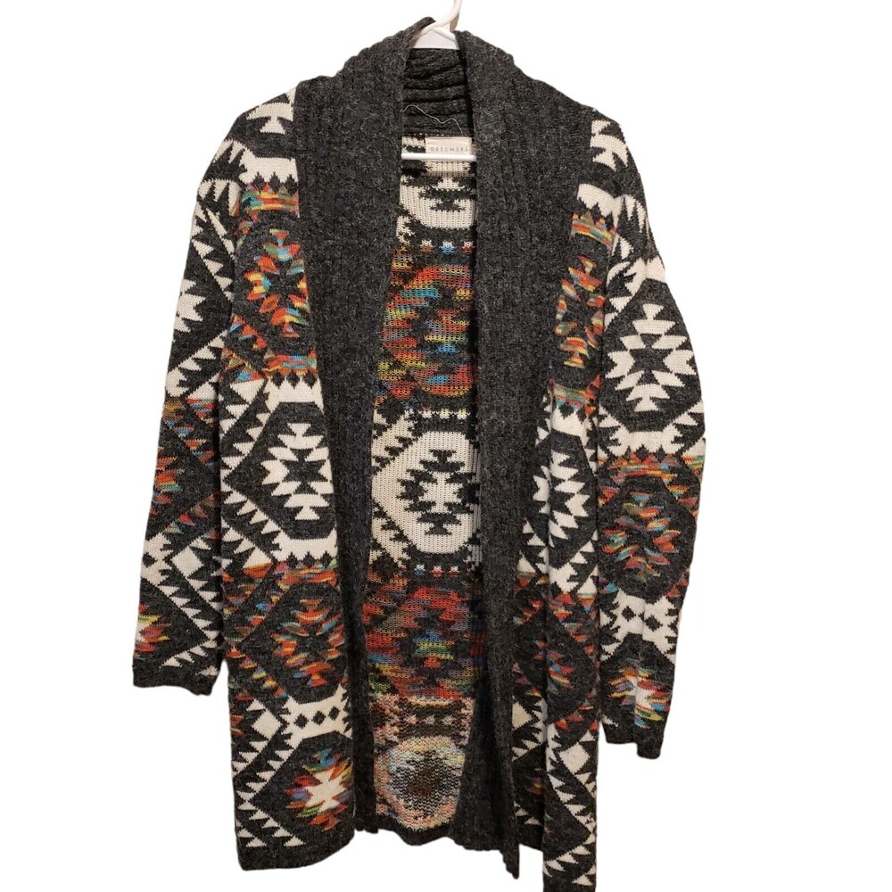 Dreamers Southwestern Aztec Pattern Long Cardigan Women’s Medium Sweater
